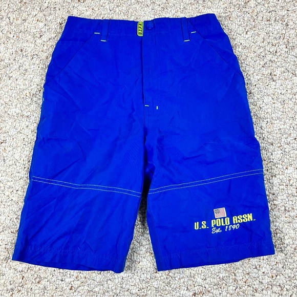 U.S. Polo ASSN Boys Swim Trunks Shorts Size 7 Blue Logo Mesh Pockets - Picture 1 of 11